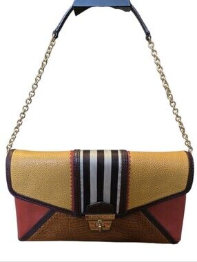 Henri Bendel Vintage Mixed Media Envelope Shoulder/Clutch Bag In EUC